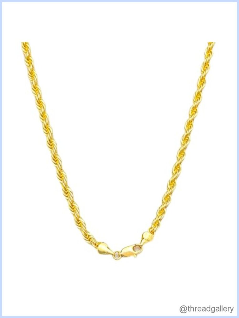 14K Solid Yellow Gold Rope Chain Necklace Diamond-Cut Unisex